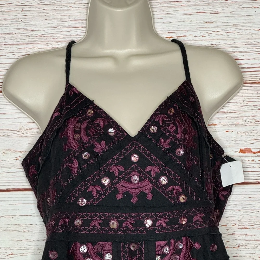 NWT Free People Black Magic Embroidered Sheath Dress Sz 10